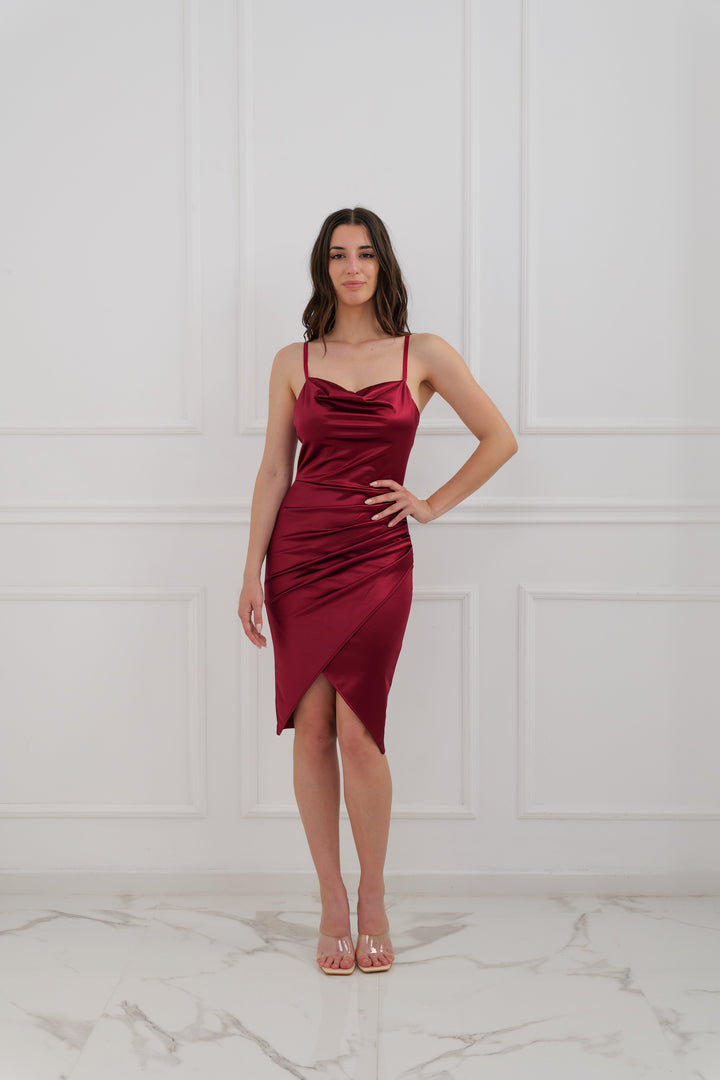 Short Draped Satin Dress Lea