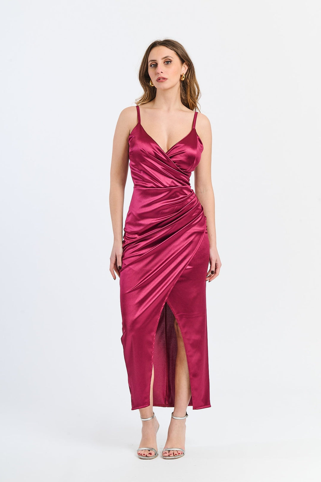 Long Draped Satin Dress Aurora