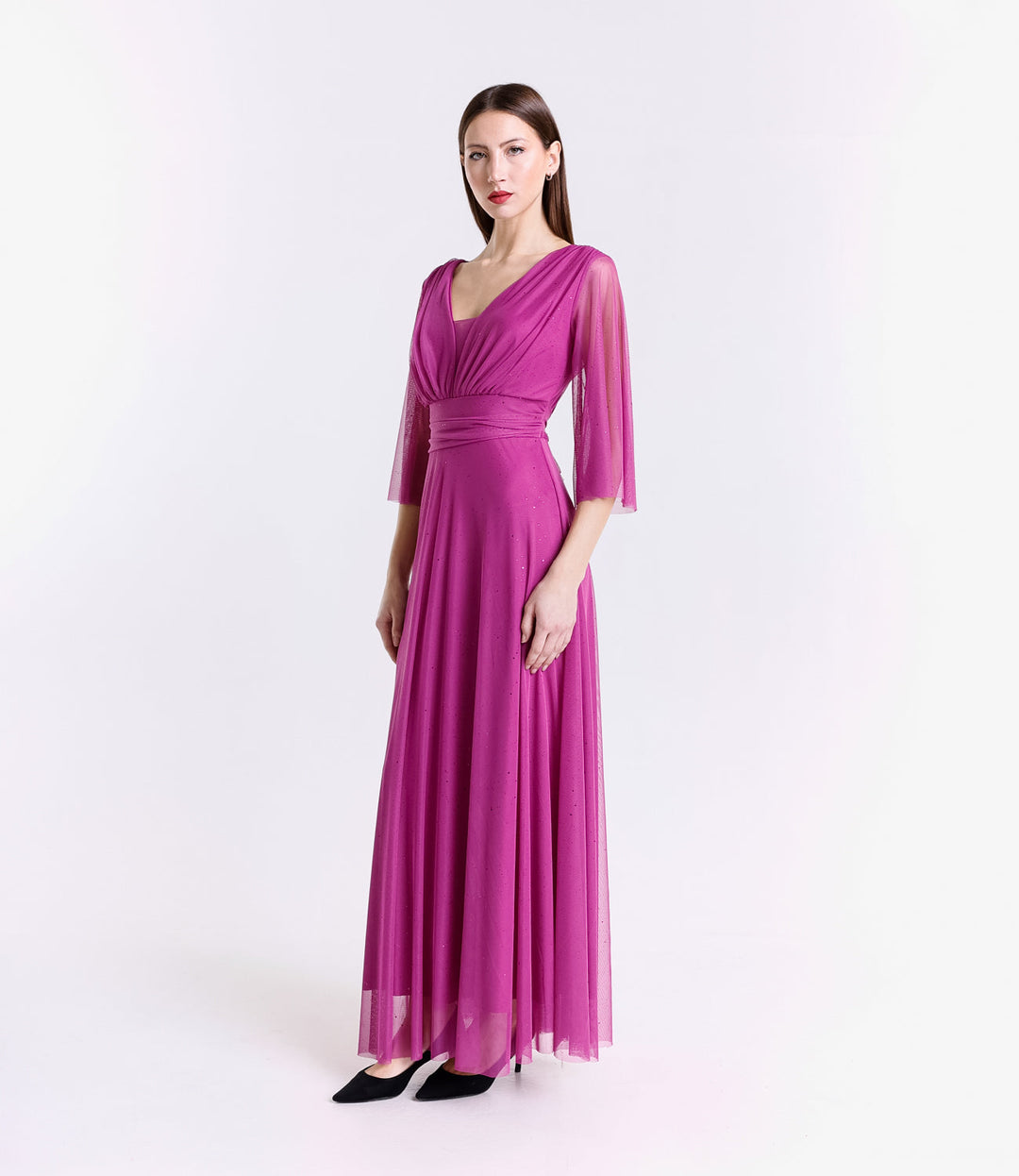 Long tulle dress with long sleeves Ludovica