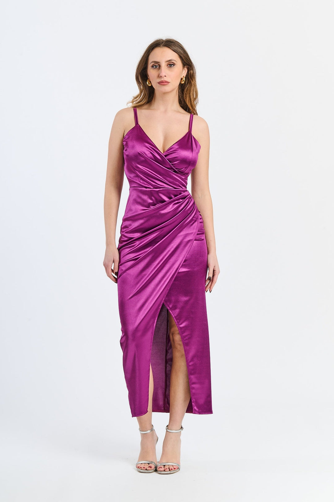 Long Draped Satin Dress Aurora
