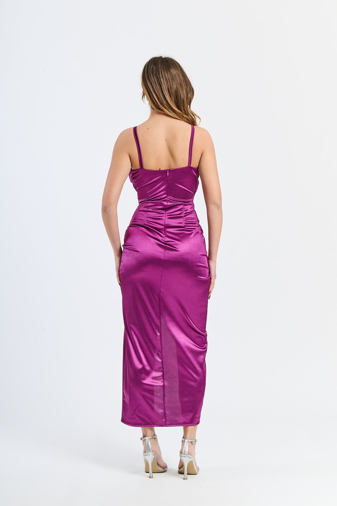 Long Draped Satin Dress Aurora