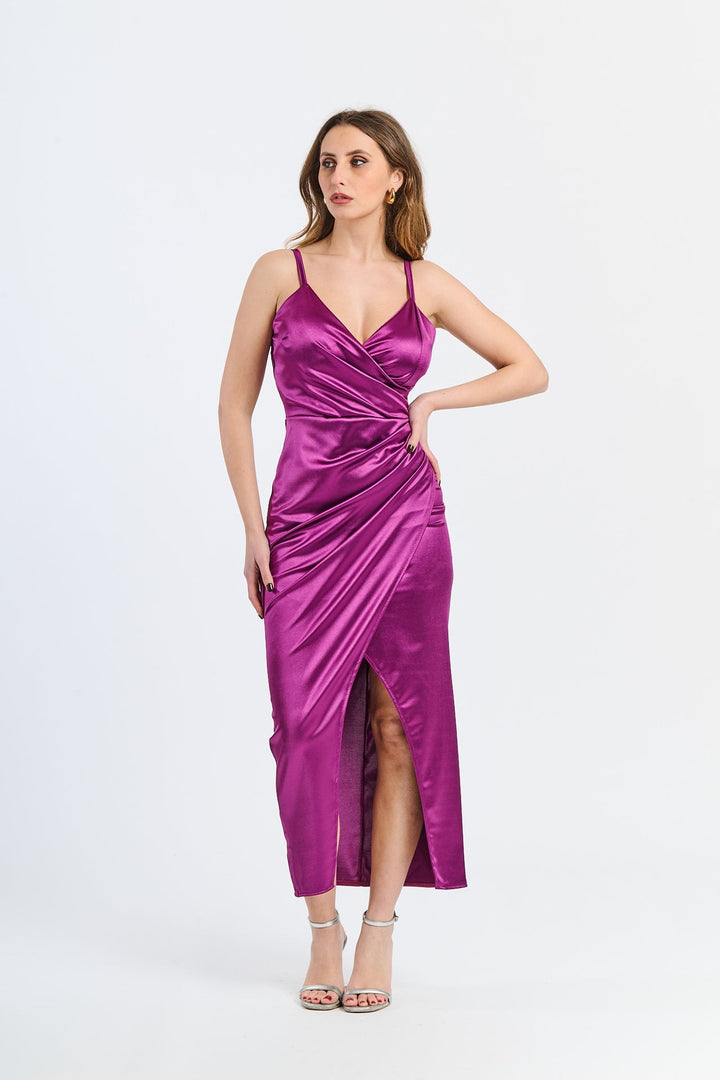 Long Draped Satin Dress Aurora