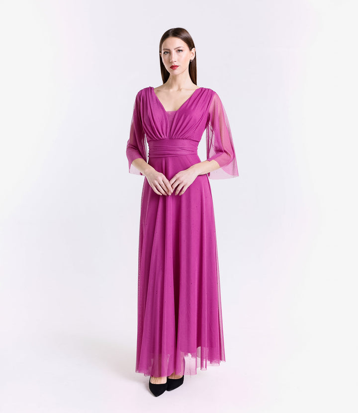 Long tulle dress with long sleeves Ludovica