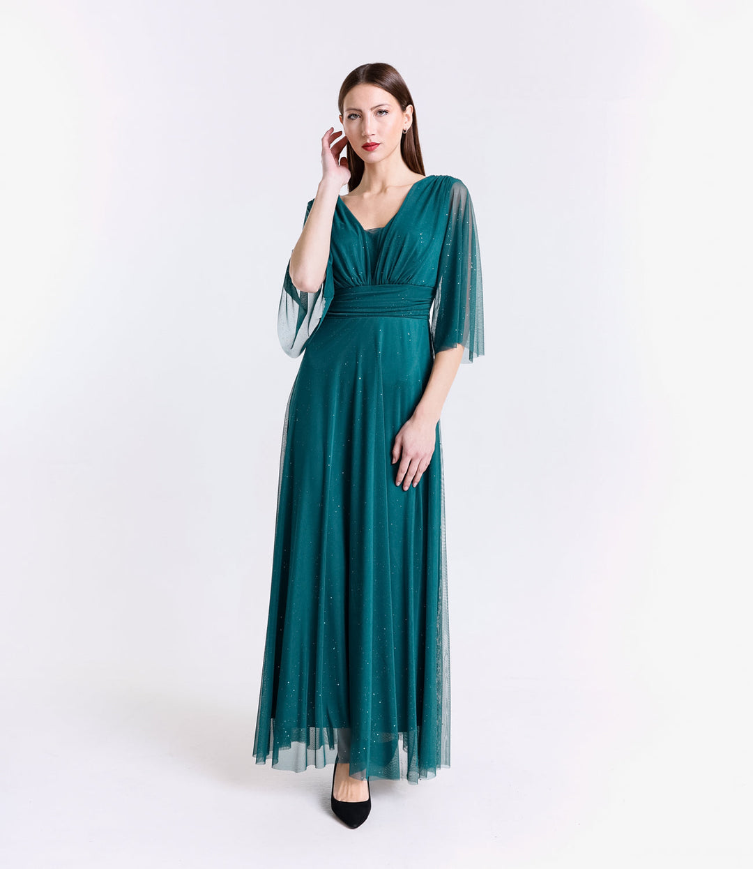 Long tulle dress with long sleeves Ludovica