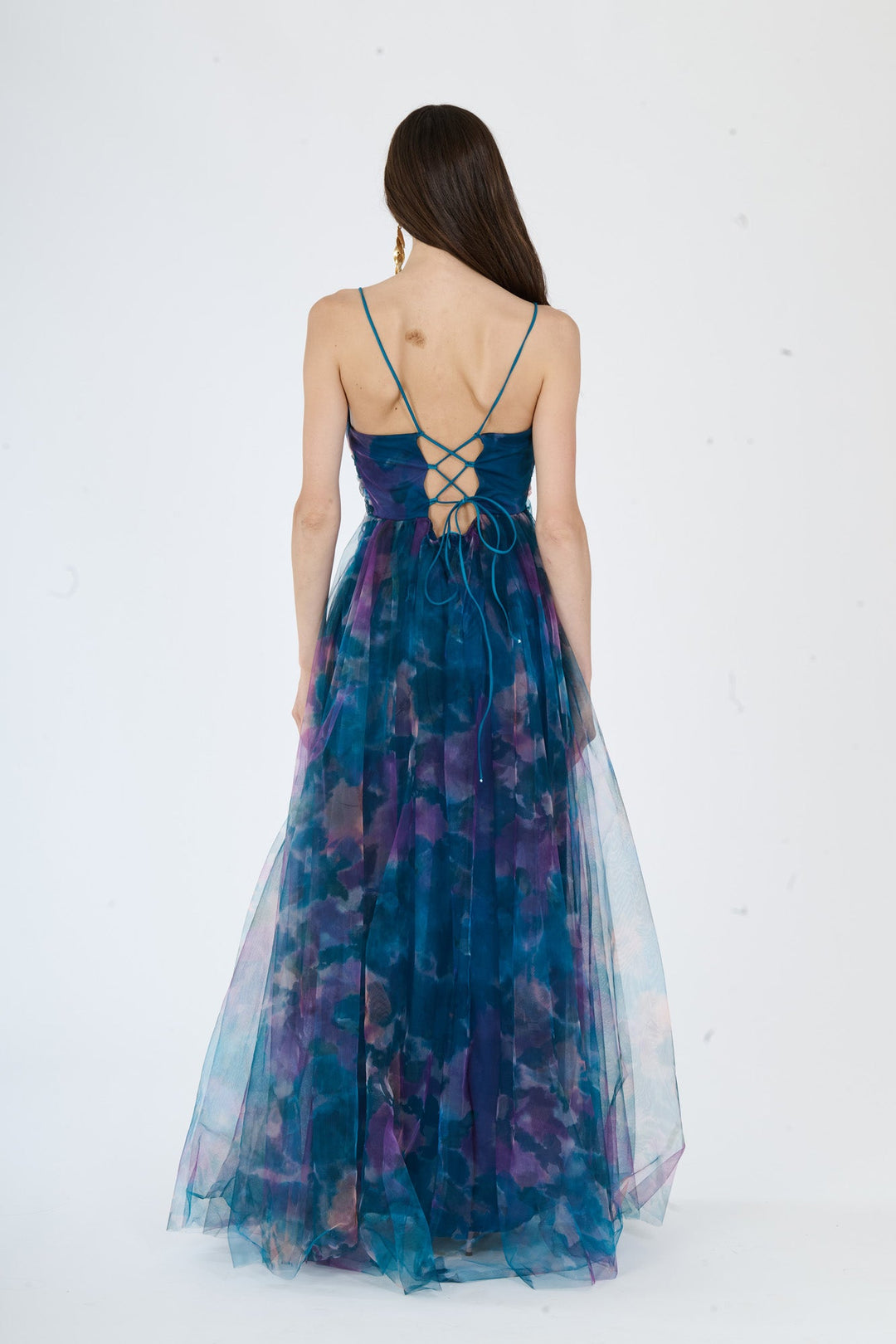 “Loreda” Dress – V-Neck Multicolor Tulle