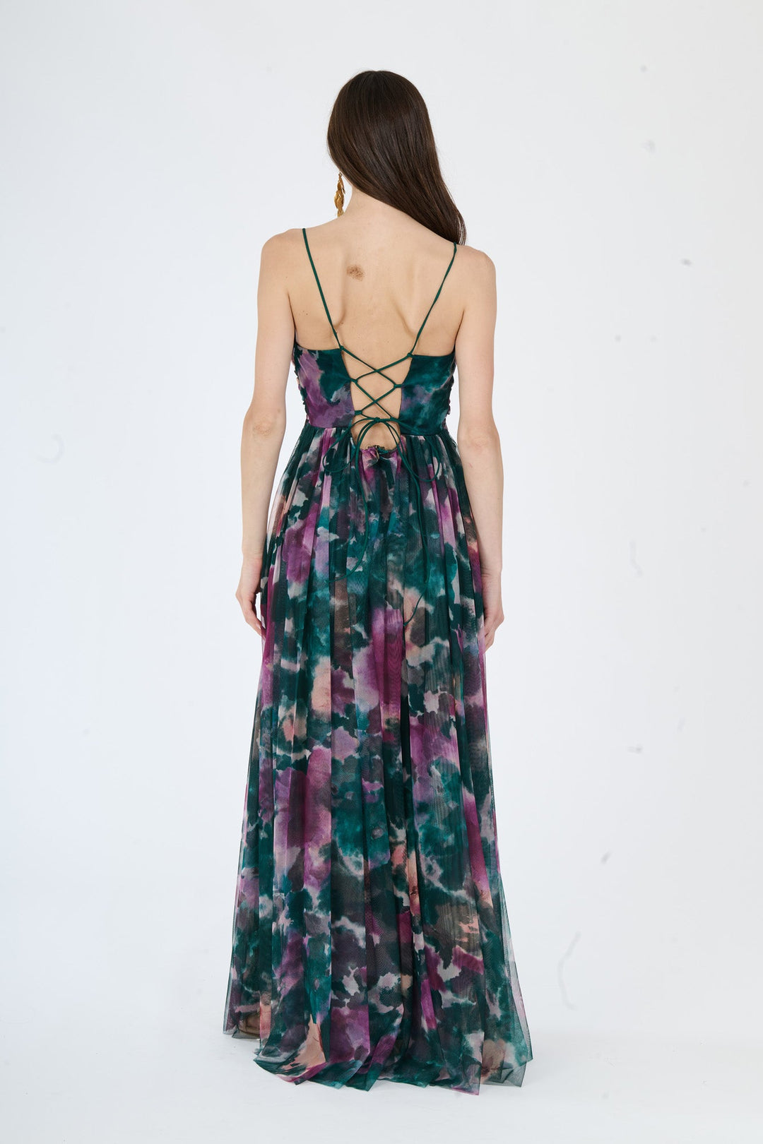 “Loreda” Dress – V-Neck Multicolor Tulle