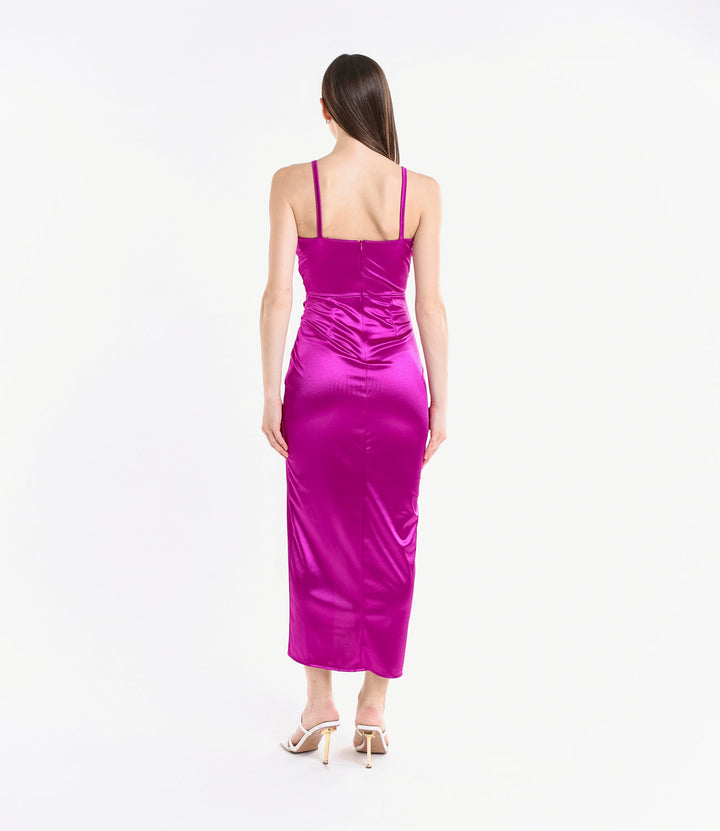 Long Draped Satin Dress Aurora