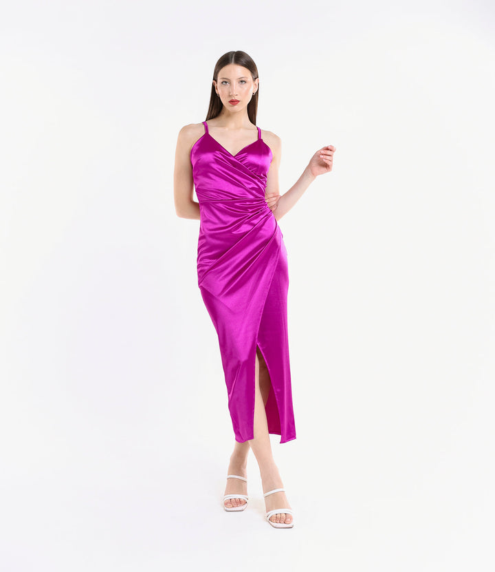 Long Draped Satin Dress Aurora