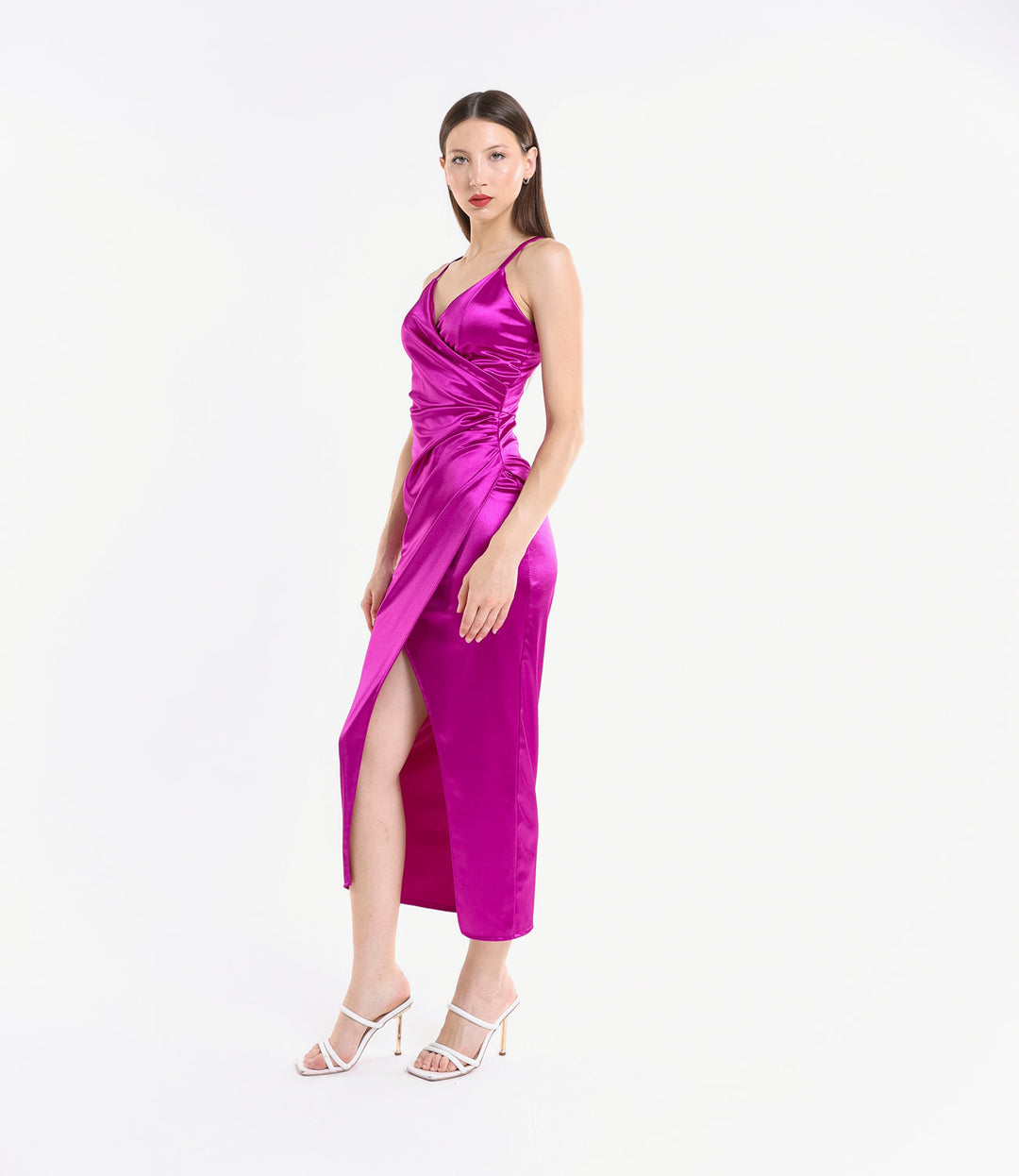 Long Draped Satin Dress Aurora