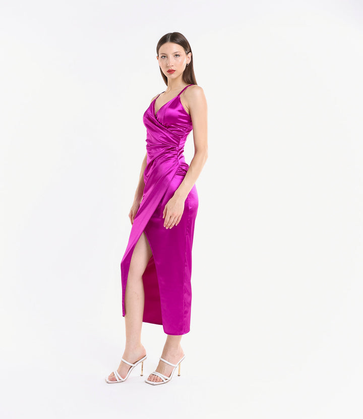 Long Draped Satin Dress Aurora