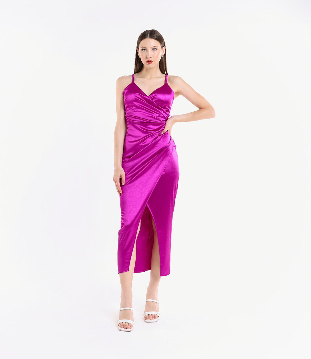 Long Draped Satin Dress Aurora