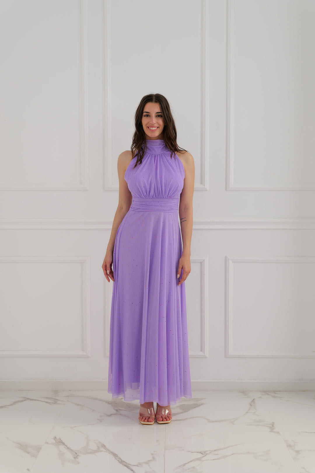 Tulle Dress with American Neckline Caterina