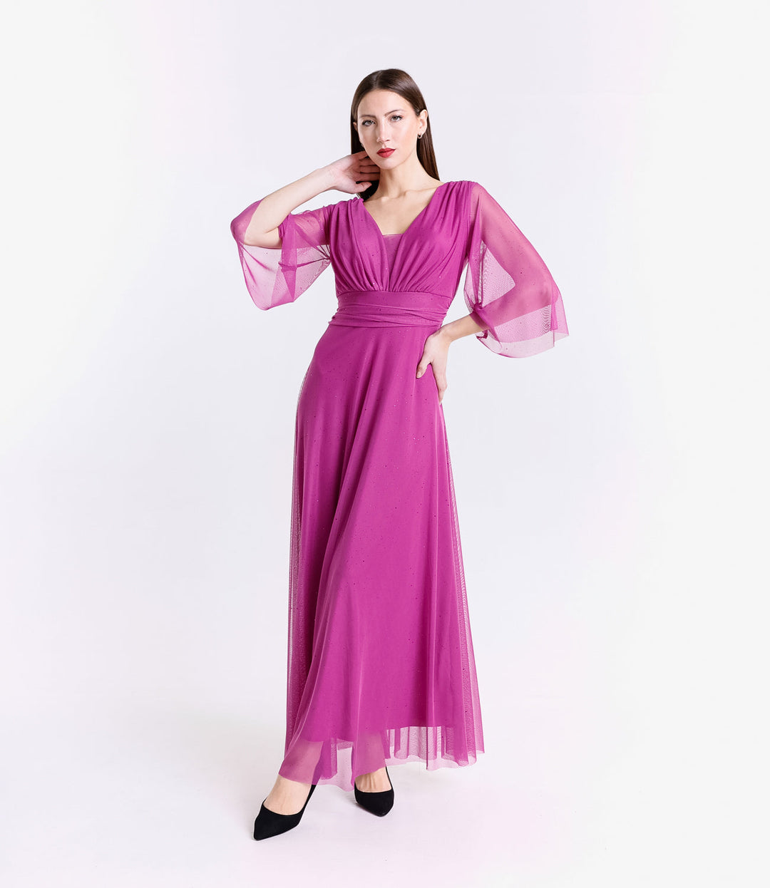 Long tulle dress with long sleeves Ludovica