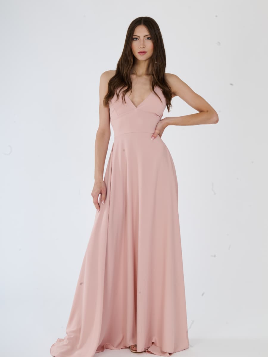 "Delfina" Dress – Elegant Long Dress in Polyester with Thin Straps and Tied Back