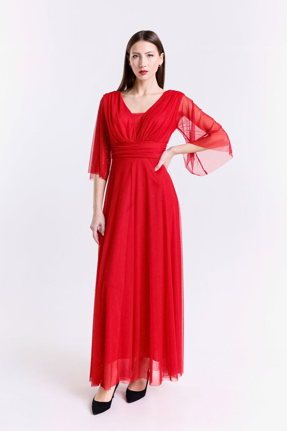 Long tulle dress with long sleeves Ludovica