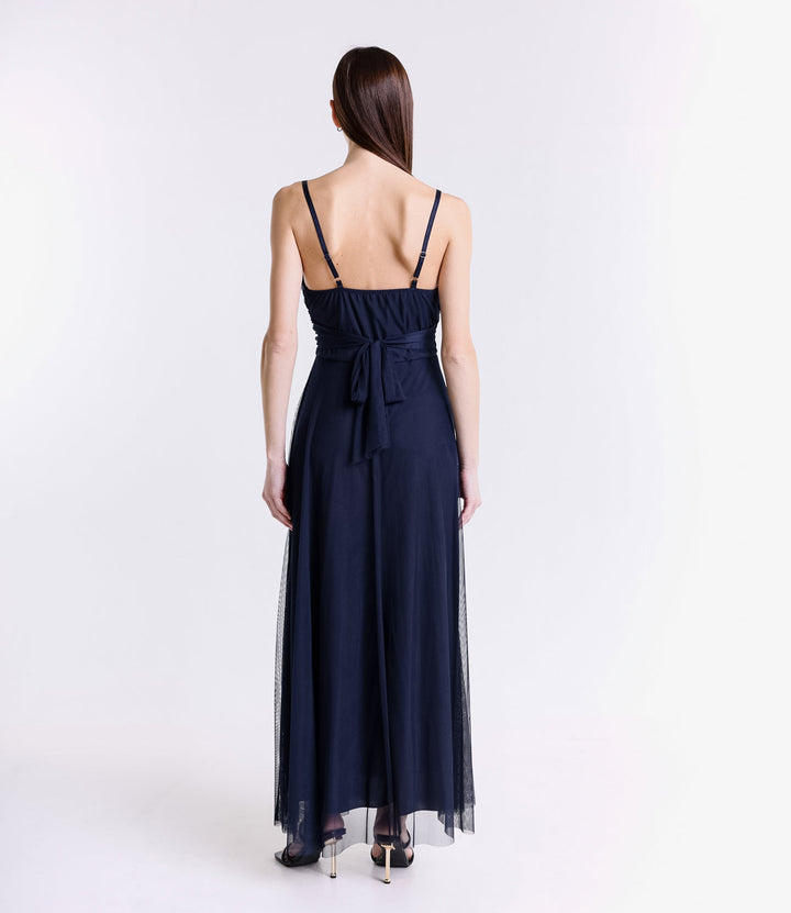 Tulle Dress with Velvet Straps