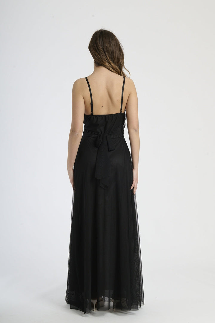 Tulle Dress with Velvet Straps