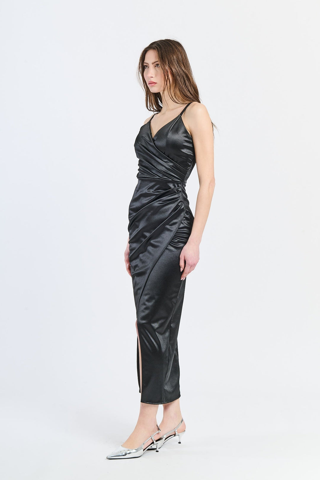 Long Draped Satin Dress Aurora