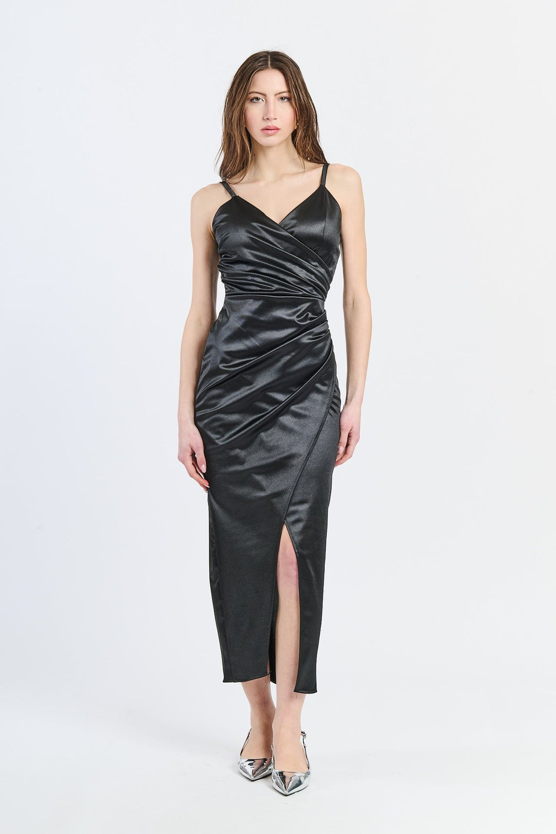 Long Draped Satin Dress Aurora