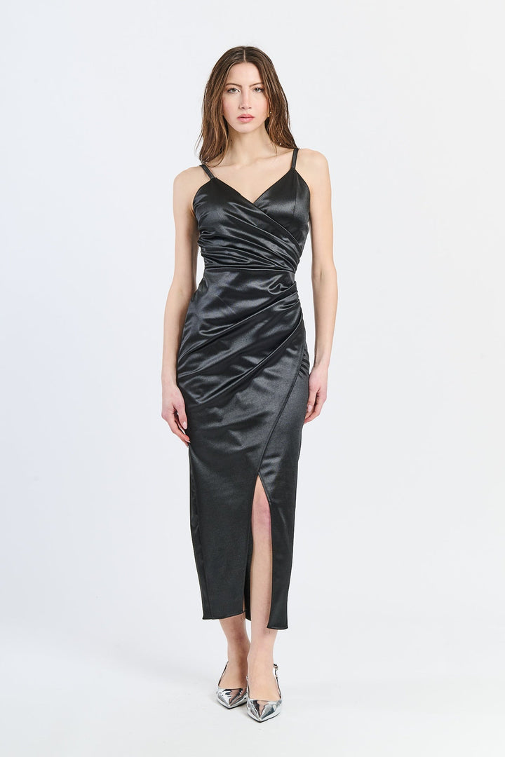 Long Draped Satin Dress Aurora