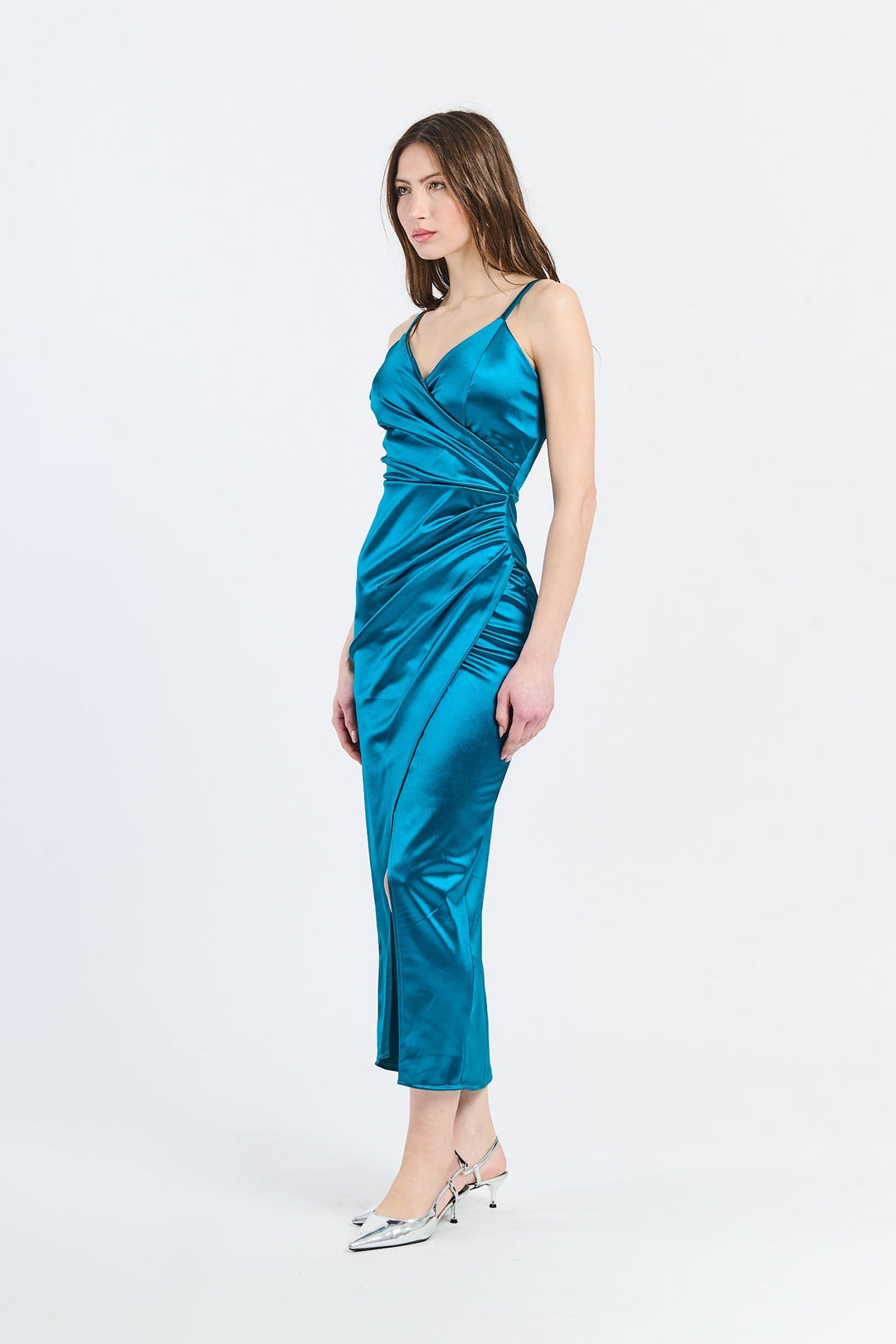 Long Draped Satin Dress Aurora