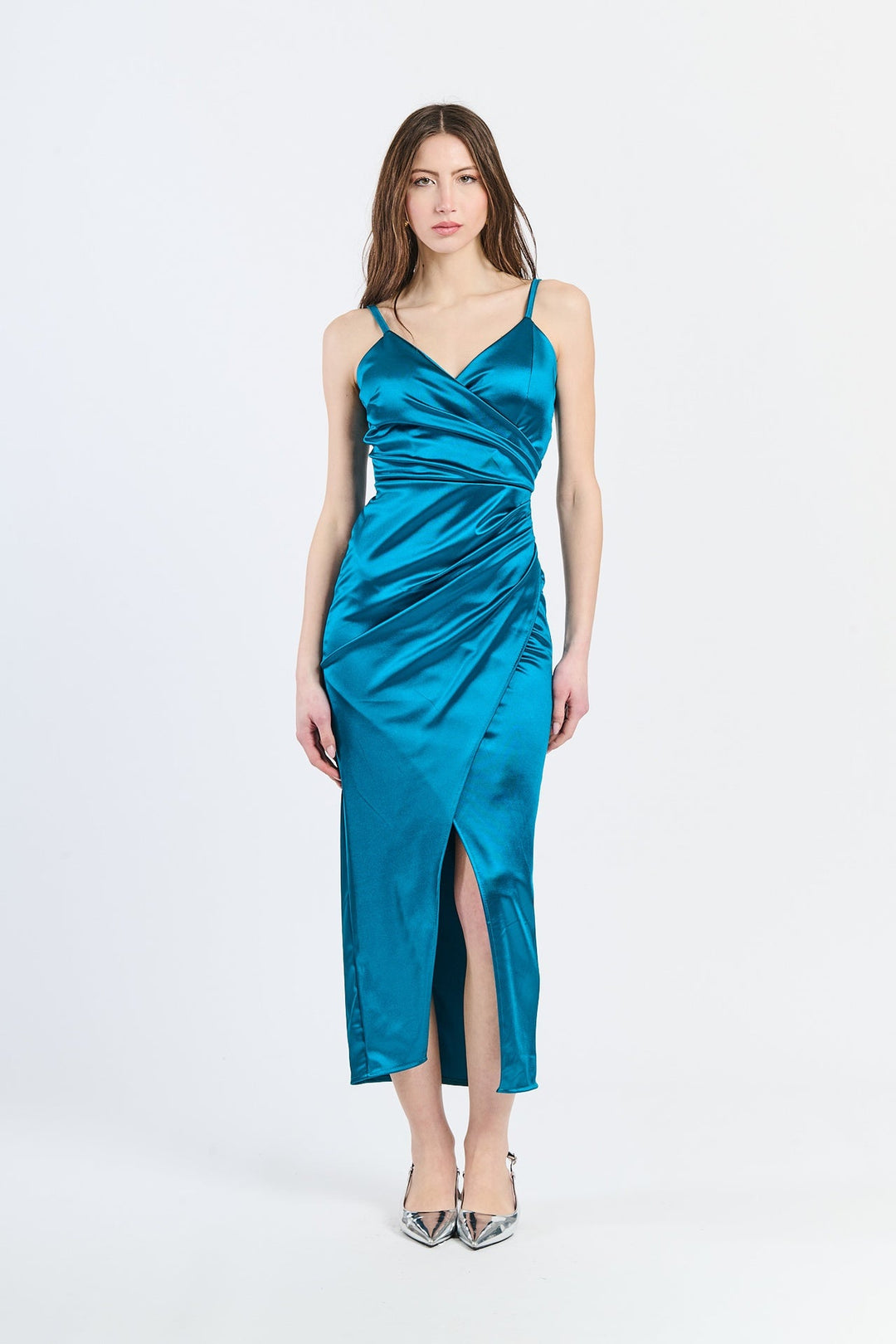Long Draped Satin Dress Aurora