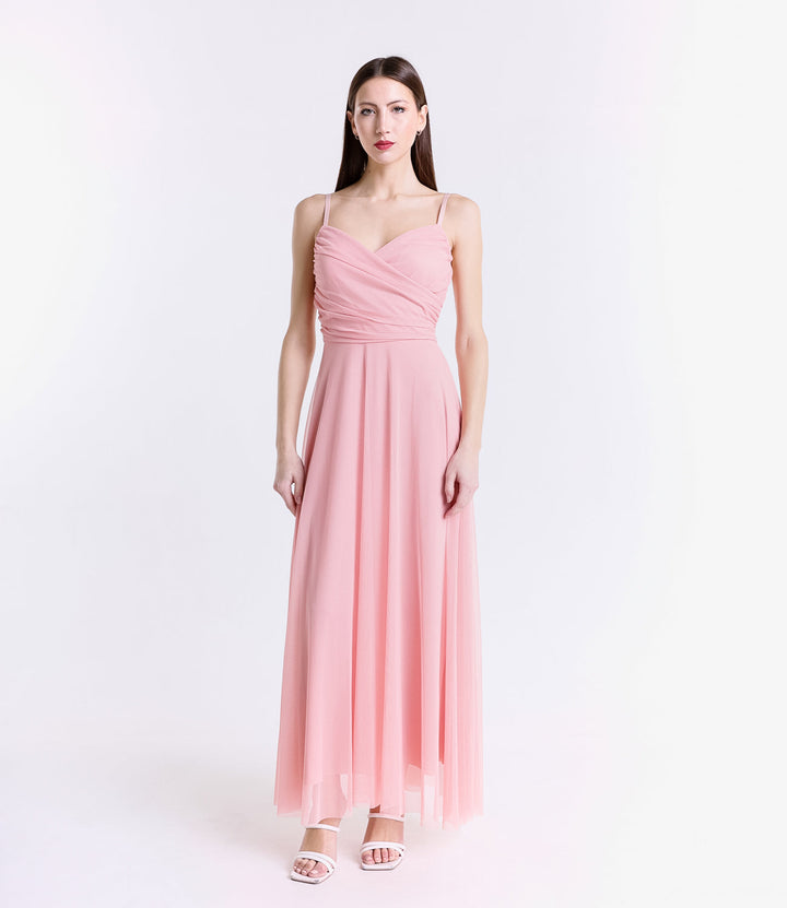 Tulle Dress with Velvet Straps