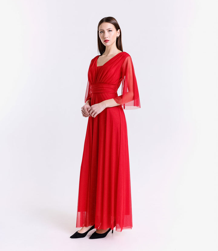 Long tulle dress with long sleeves Ludovica