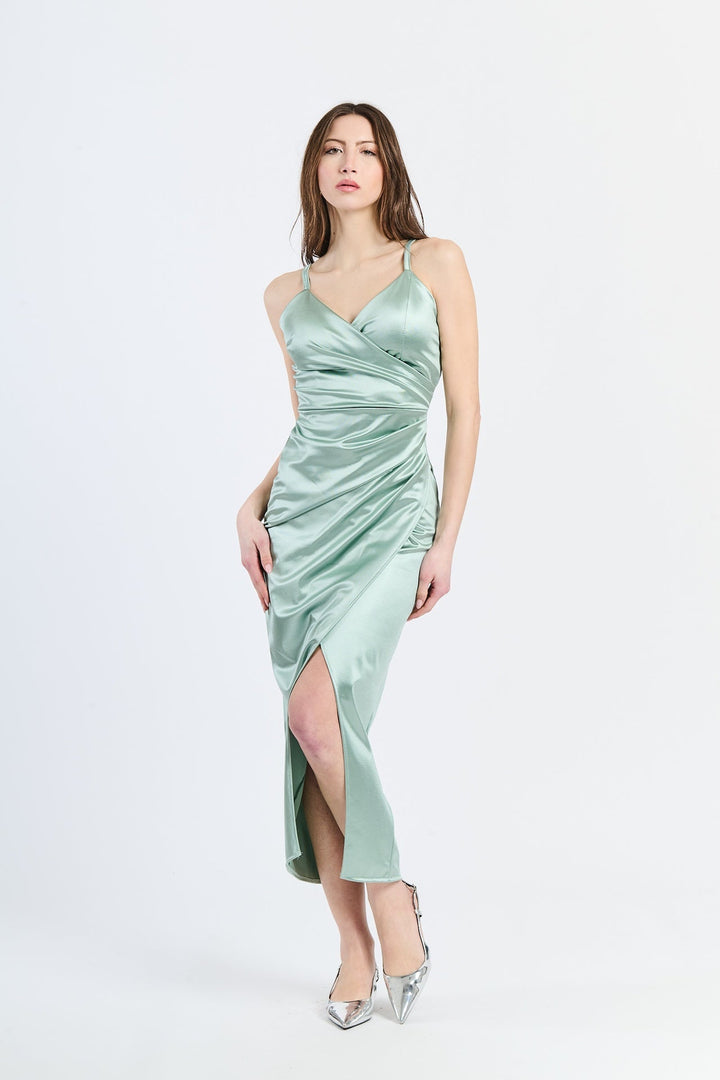 Long Draped Satin Dress Aurora