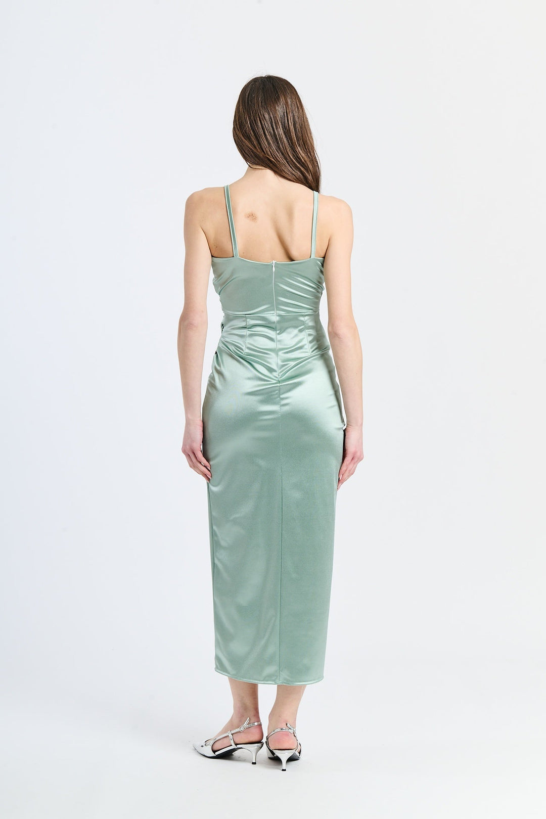 Long Draped Satin Dress Aurora