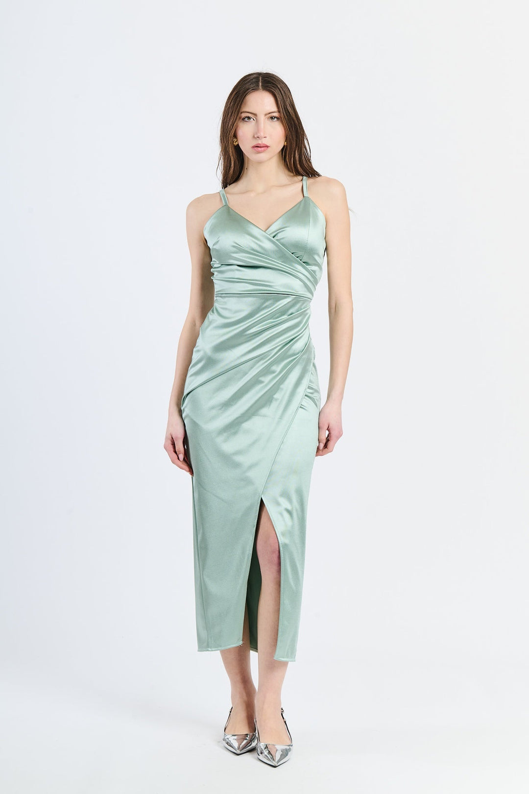 Long Draped Satin Dress Aurora