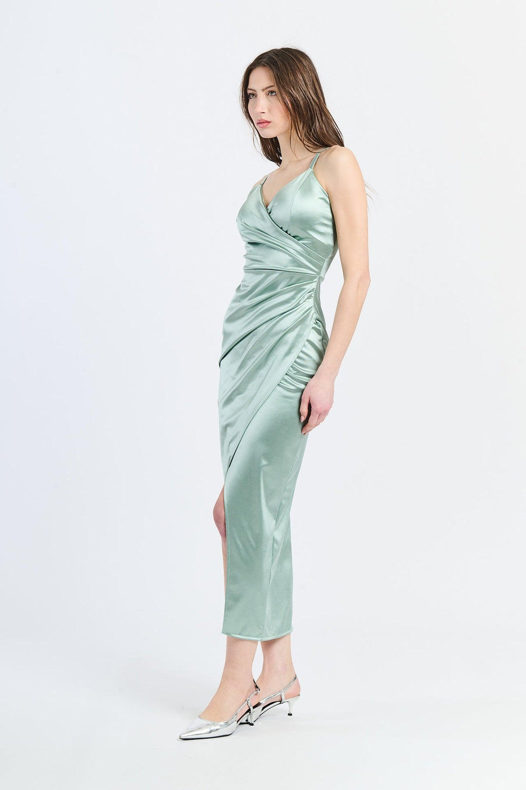 Long Draped Satin Dress Aurora