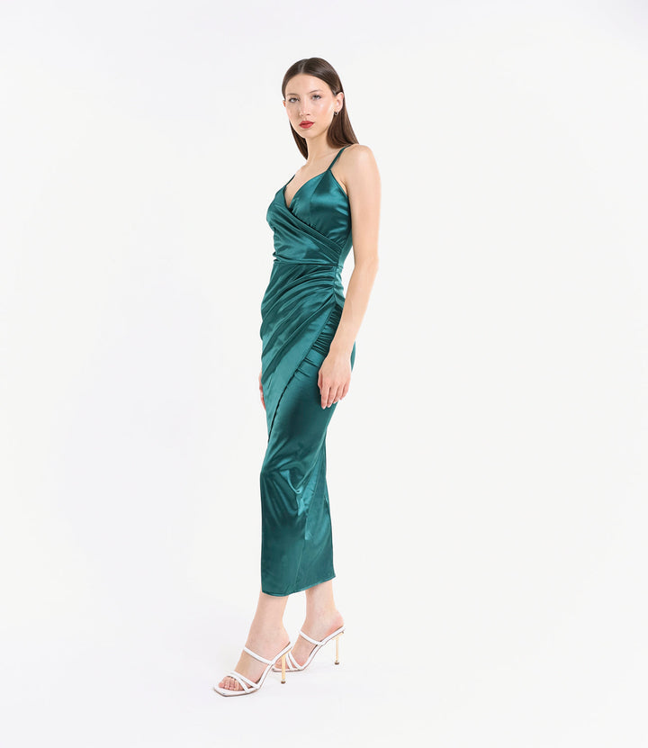 Long Draped Satin Dress Aurora