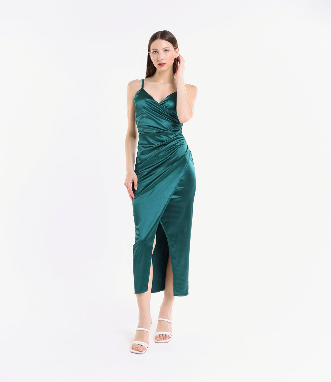 Long Draped Satin Dress Aurora