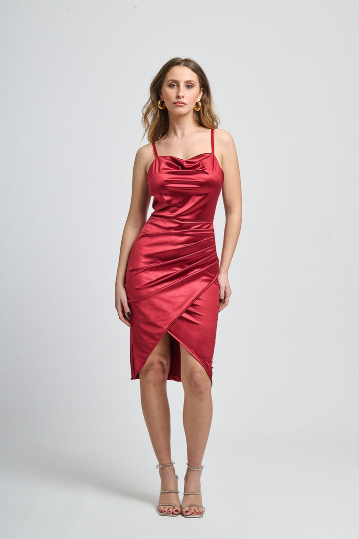 Short Draped Satin Dress Lea
