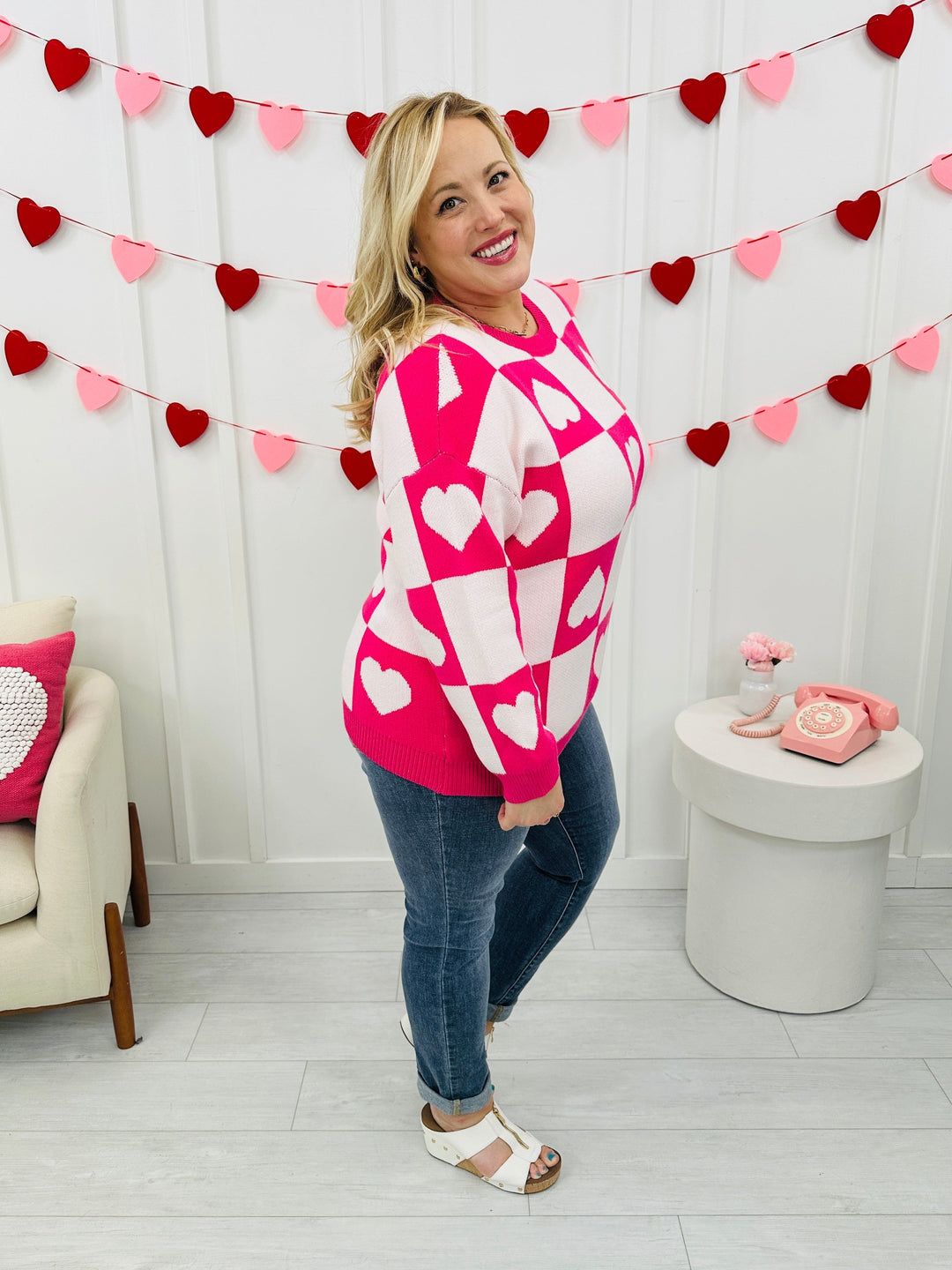 Ottilie™ - Valentine's Day Heart Check Sweater