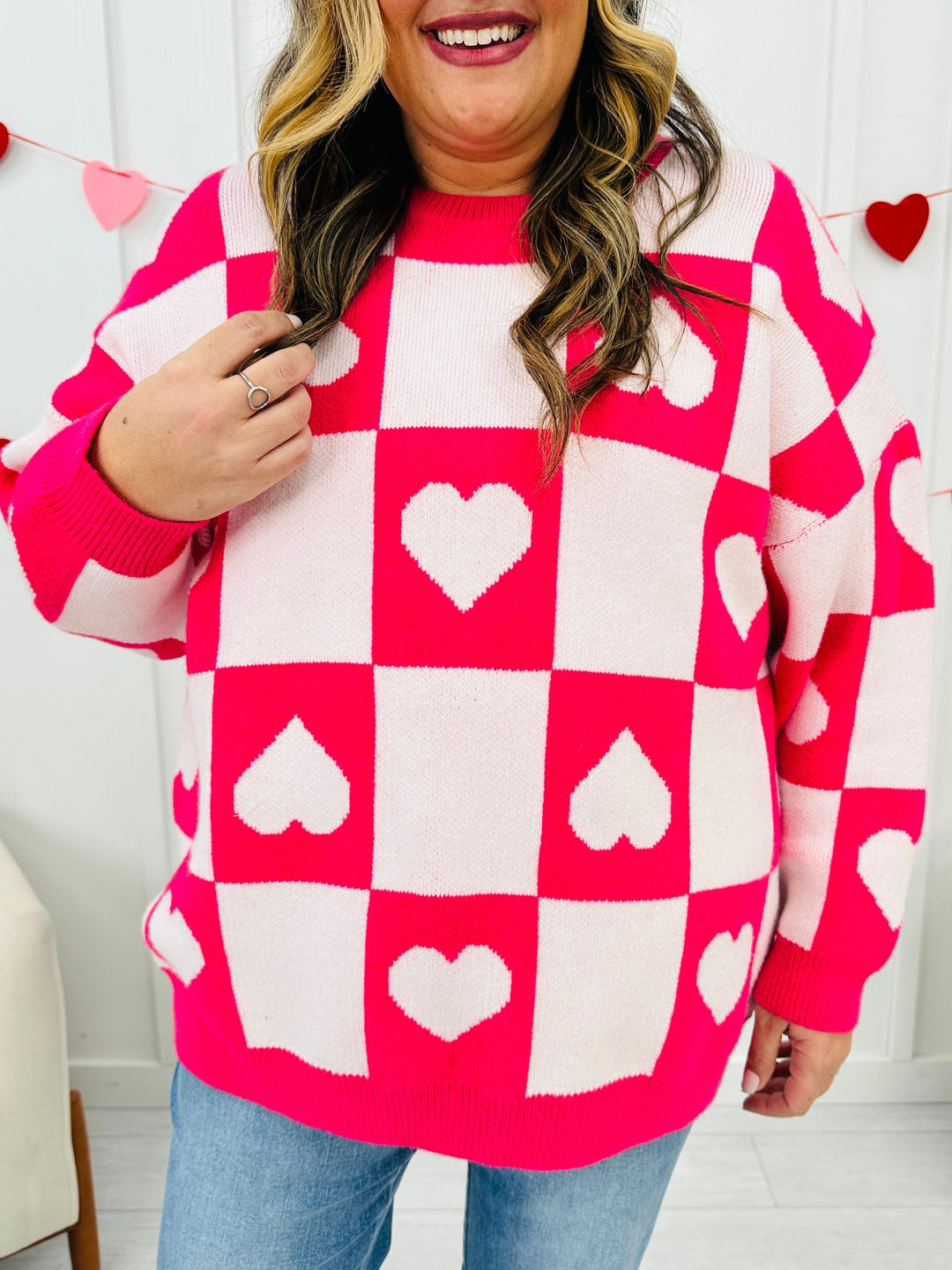 Ottilie™ - Valentine's Day Heart Check Sweater