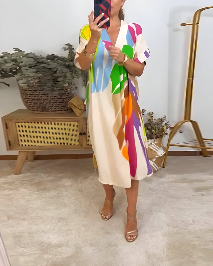 Nerissa™ - Casual Dress with Colorful Leaf Print for a Fresh and Natural Style