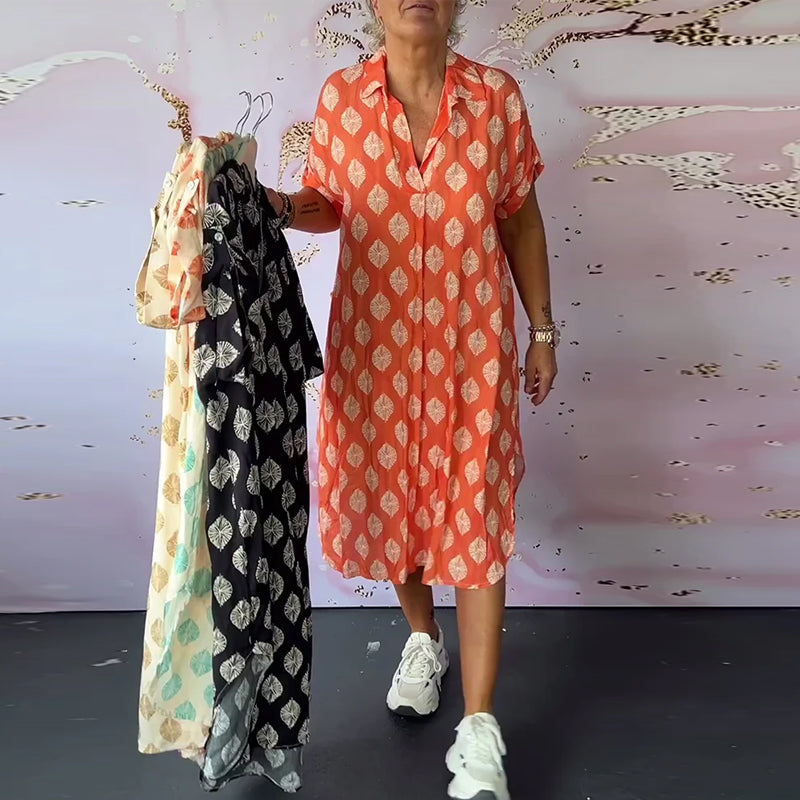 Davina™ - Loose Fit Short Sleeve Shirt Dress