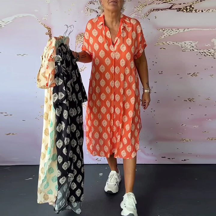Davina™ - Loose Fit Short Sleeve Shirt Dress