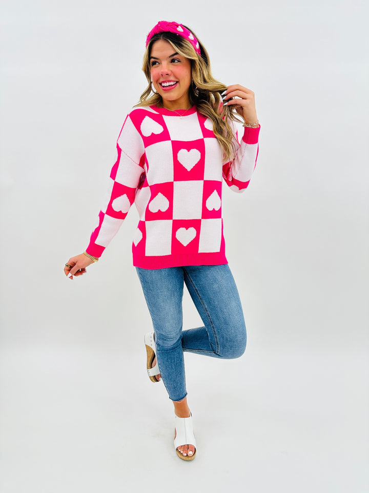 Ottilie™ - Valentine's Day Heart Check Sweater