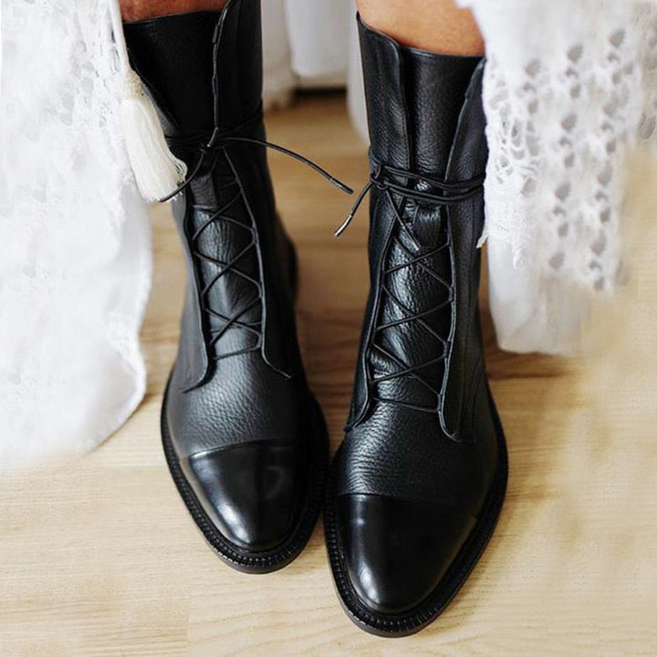 Mireille™ - Women's British Style Patent Leather Boots