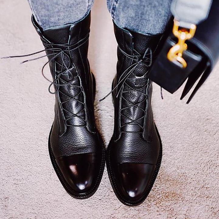 Mireille™ - Women's British Style Patent Leather Boots