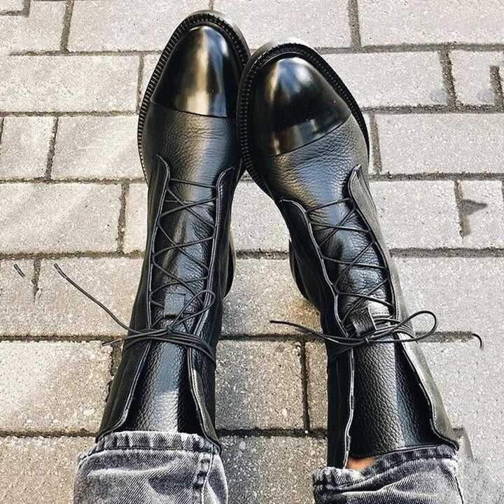 Mireille™ - Women's British Style Patent Leather Boots