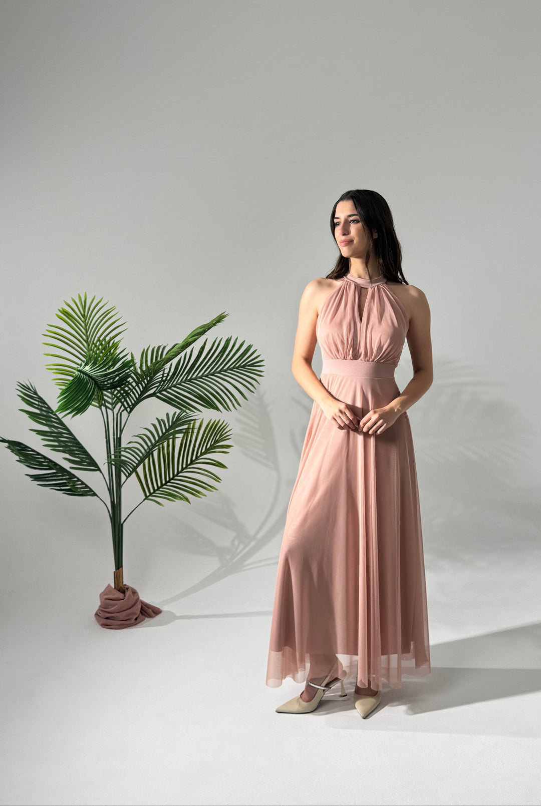 Long tulle cut-out dress Lucrezia