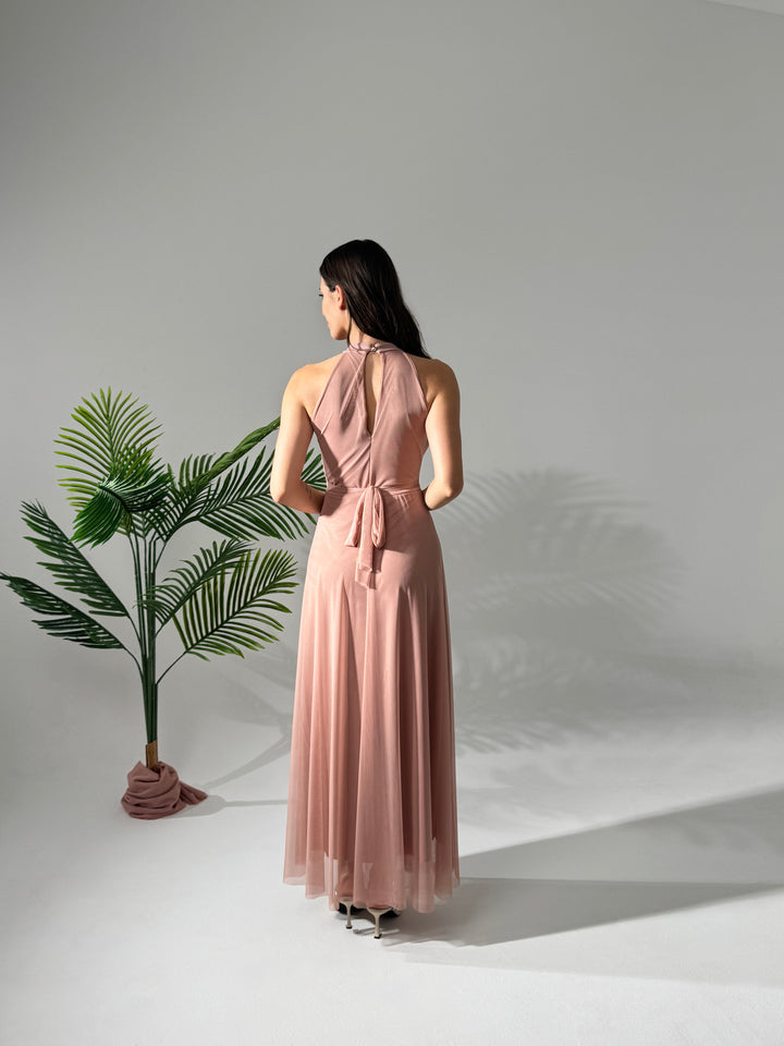 Long tulle cut-out dress Lucrezia