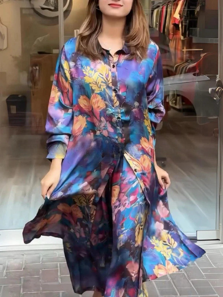 Clarice™ - Fluid Shirt Dress 2-Piece Set for Women