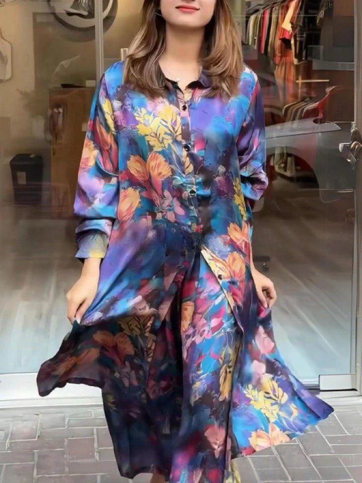 Clarice™ - Fluid Shirt Dress 2-Piece Set for Women