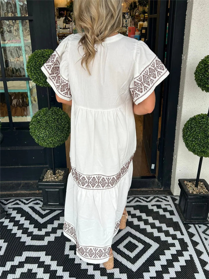 Noéa™ - Bohemian Long Dress with V-Neck