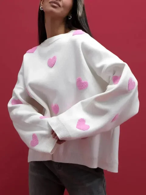 Abigail™ - Heart Pattern Knit Sweater